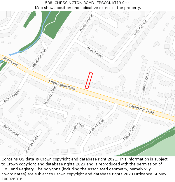 538, CHESSINGTON ROAD, EPSOM, KT19 9HH: Location map and indicative extent of plot