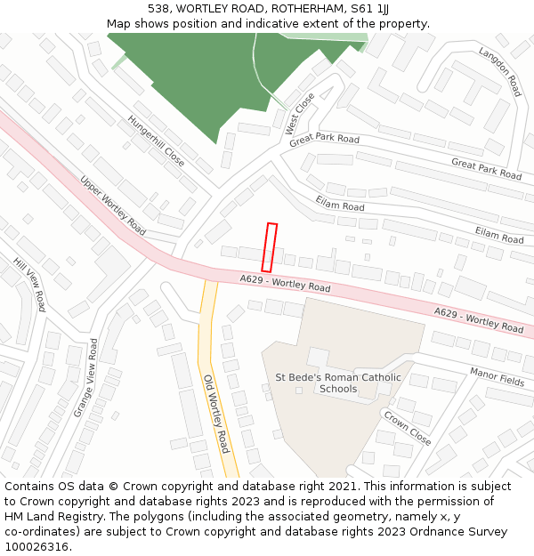 538, WORTLEY ROAD, ROTHERHAM, S61 1JJ: Location map and indicative extent of plot