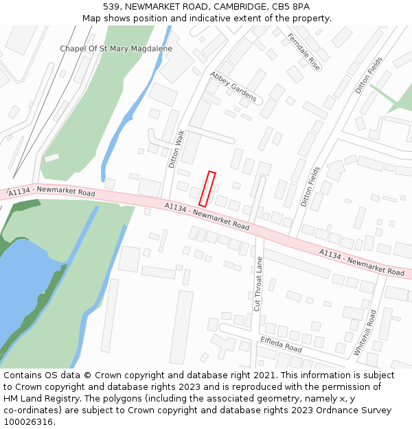 539, NEWMARKET ROAD, CAMBRIDGE, CB5 8PA: Location map and indicative extent of plot