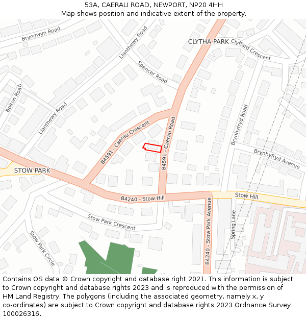 53A, CAERAU ROAD, NEWPORT, NP20 4HH: Location map and indicative extent of plot