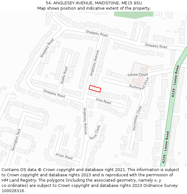 54, ANGLESEY AVENUE, MAIDSTONE, ME15 9SU: Location map and indicative extent of plot
