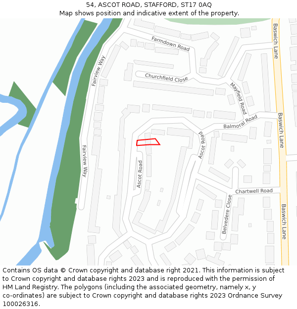 54, ASCOT ROAD, STAFFORD, ST17 0AQ: Location map and indicative extent of plot