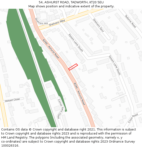 54, ASHURST ROAD, TADWORTH, KT20 5EU: Location map and indicative extent of plot