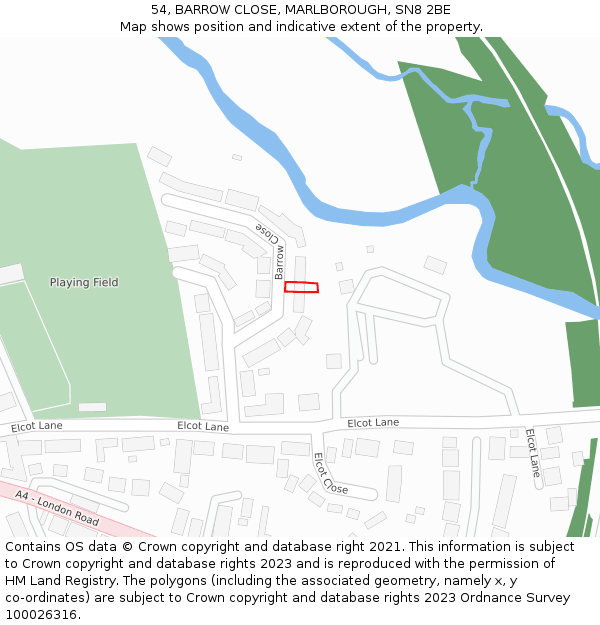 54, BARROW CLOSE, MARLBOROUGH, SN8 2BE: Location map and indicative extent of plot