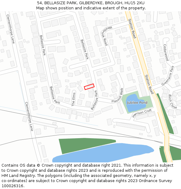 54, BELLASIZE PARK, GILBERDYKE, BROUGH, HU15 2XU: Location map and indicative extent of plot