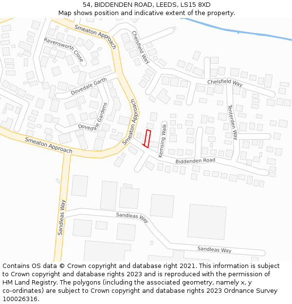 54, BIDDENDEN ROAD, LEEDS, LS15 8XD: Location map and indicative extent of plot