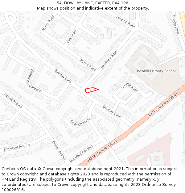 54, BOWHAY LANE, EXETER, EX4 1PA: Location map and indicative extent of plot