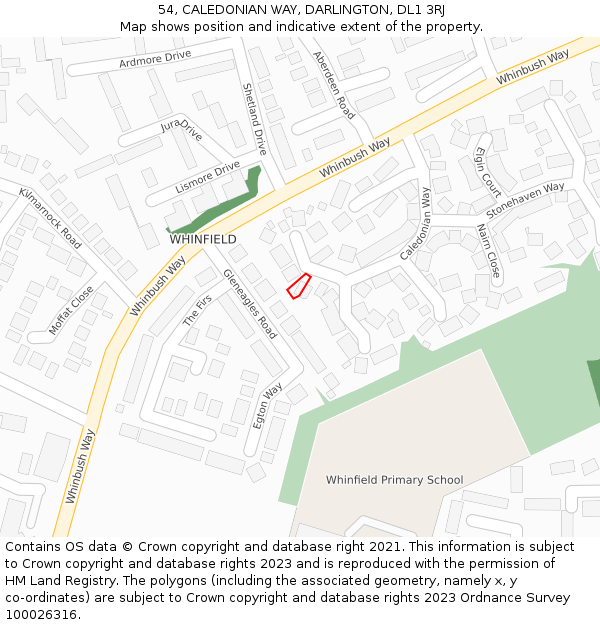 54, CALEDONIAN WAY, DARLINGTON, DL1 3RJ: Location map and indicative extent of plot
