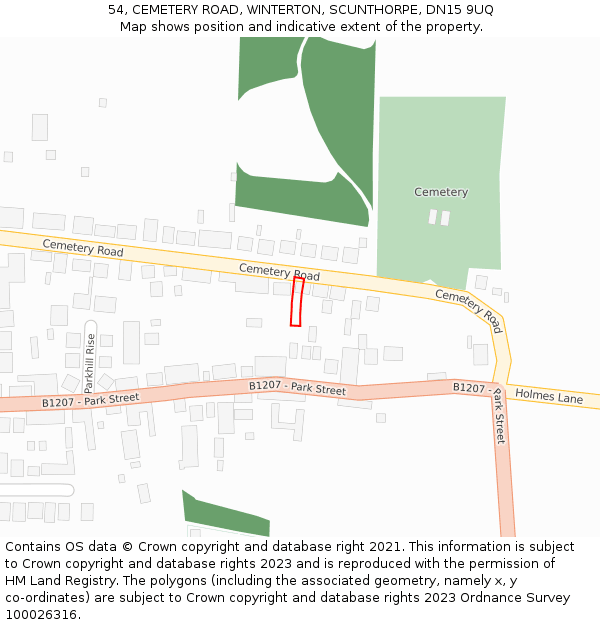 54, CEMETERY ROAD, WINTERTON, SCUNTHORPE, DN15 9UQ: Location map and indicative extent of plot
