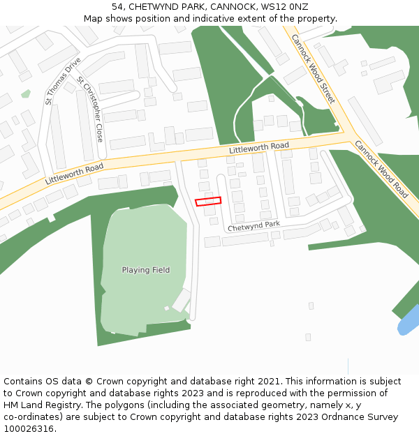 54, CHETWYND PARK, CANNOCK, WS12 0NZ: Location map and indicative extent of plot