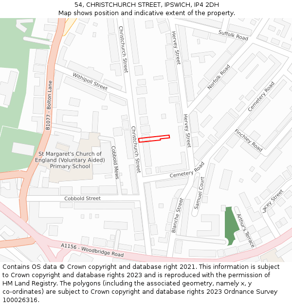 54, CHRISTCHURCH STREET, IPSWICH, IP4 2DH: Location map and indicative extent of plot