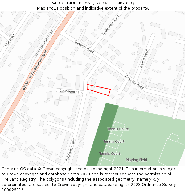 54, COLINDEEP LANE, NORWICH, NR7 8EQ: Location map and indicative extent of plot