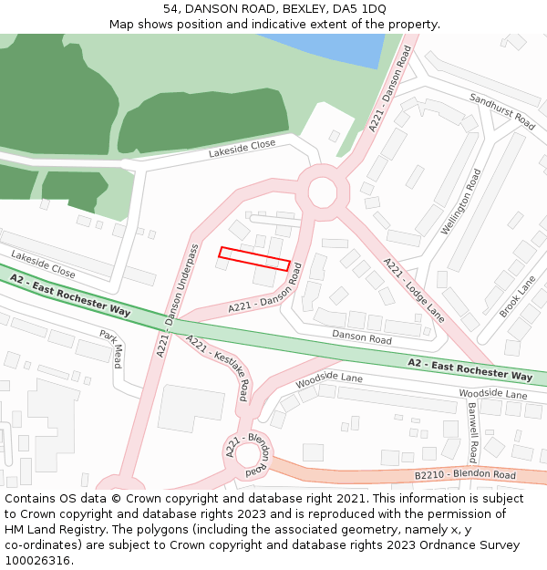 54, DANSON ROAD, BEXLEY, DA5 1DQ: Location map and indicative extent of plot