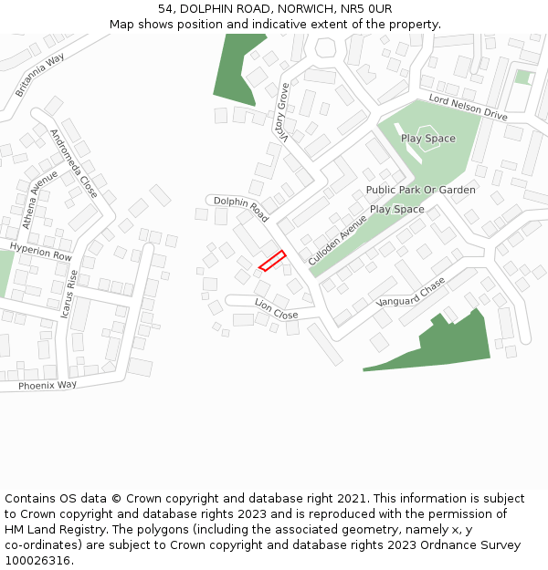 54, DOLPHIN ROAD, NORWICH, NR5 0UR: Location map and indicative extent of plot