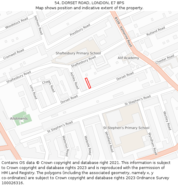 54, DORSET ROAD, LONDON, E7 8PS: Location map and indicative extent of plot