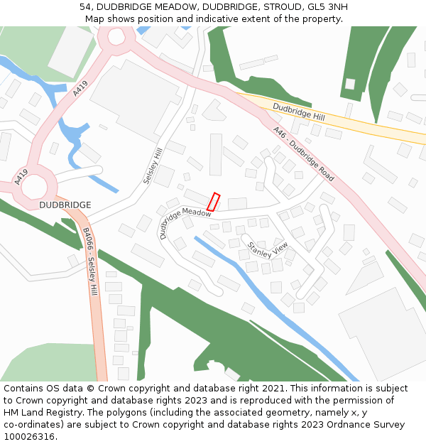 54, DUDBRIDGE MEADOW, DUDBRIDGE, STROUD, GL5 3NH: Location map and indicative extent of plot