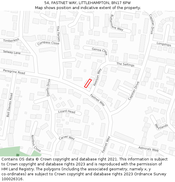 54, FASTNET WAY, LITTLEHAMPTON, BN17 6PW: Location map and indicative extent of plot