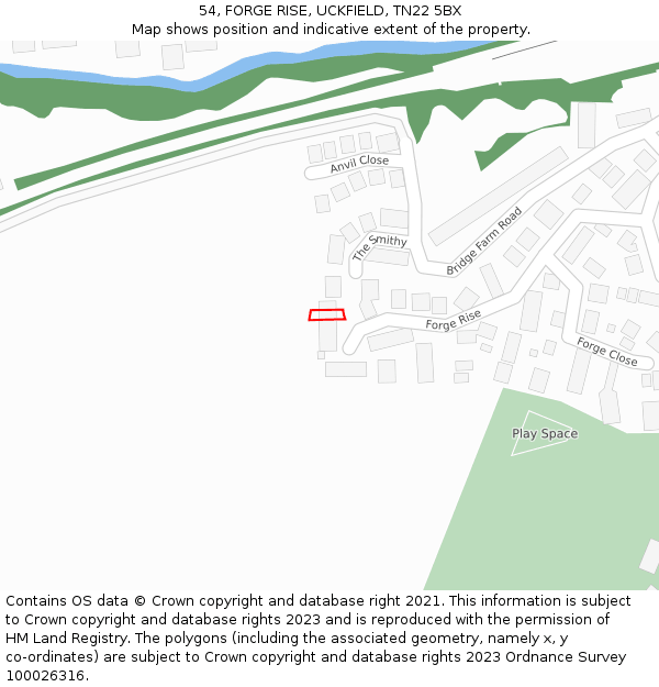 54, FORGE RISE, UCKFIELD, TN22 5BX: Location map and indicative extent of plot
