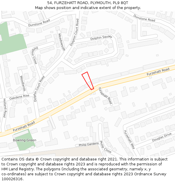 54, FURZEHATT ROAD, PLYMOUTH, PL9 8QT: Location map and indicative extent of plot