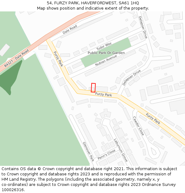 54, FURZY PARK, HAVERFORDWEST, SA61 1HQ: Location map and indicative extent of plot