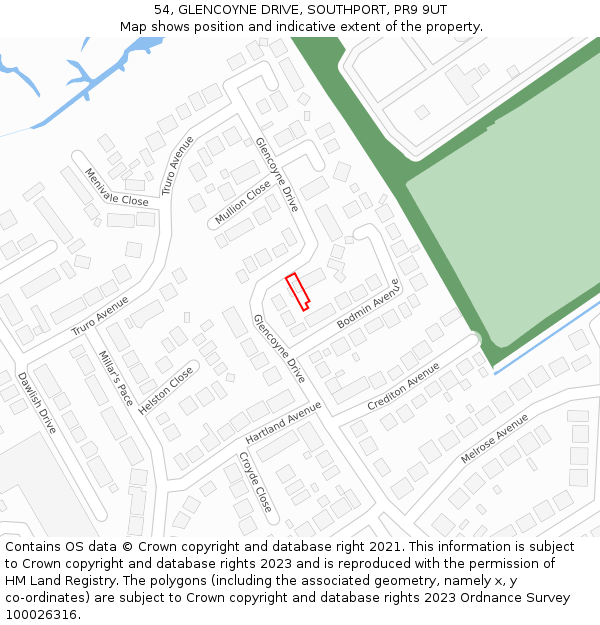 54, GLENCOYNE DRIVE, SOUTHPORT, PR9 9UT: Location map and indicative extent of plot