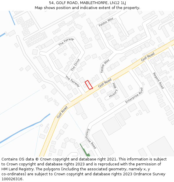 54, GOLF ROAD, MABLETHORPE, LN12 1LJ: Location map and indicative extent of plot