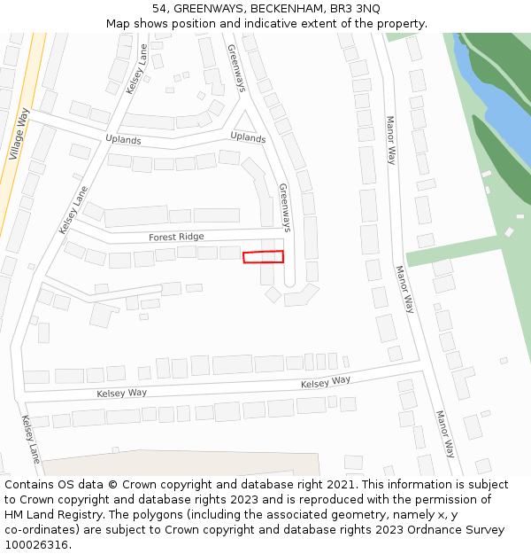 54, GREENWAYS, BECKENHAM, BR3 3NQ: Location map and indicative extent of plot