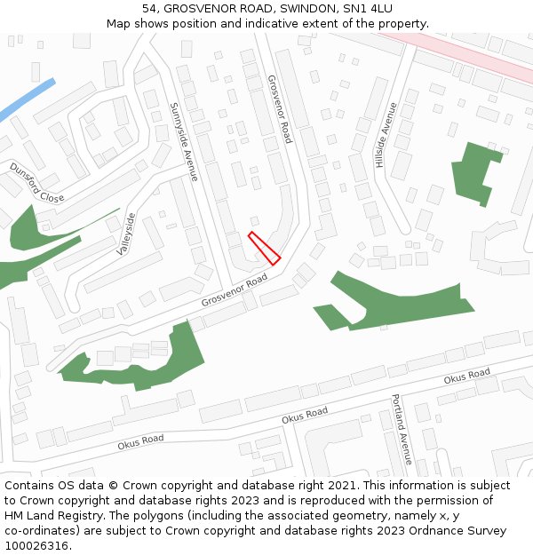 54, GROSVENOR ROAD, SWINDON, SN1 4LU: Location map and indicative extent of plot