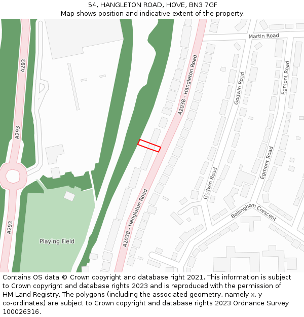 54, HANGLETON ROAD, HOVE, BN3 7GF: Location map and indicative extent of plot