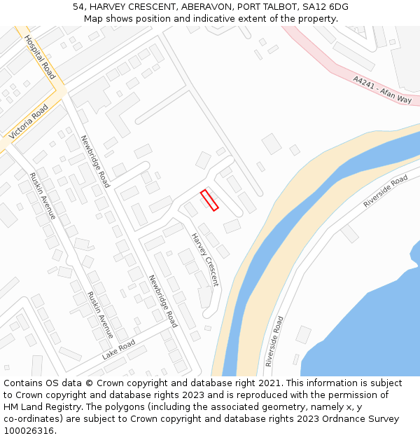 54, HARVEY CRESCENT, ABERAVON, PORT TALBOT, SA12 6DG: Location map and indicative extent of plot