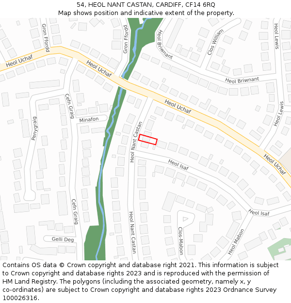 54, HEOL NANT CASTAN, CARDIFF, CF14 6RQ: Location map and indicative extent of plot