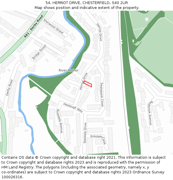 54, HERRIOT DRIVE, CHESTERFIELD, S40 2UR: Location map and indicative extent of plot