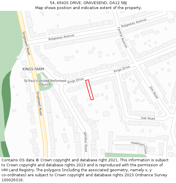 54, KINGS DRIVE, GRAVESEND, DA12 5BJ: Location map and indicative extent of plot