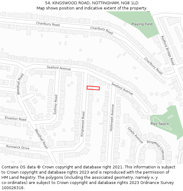54, KINGSWOOD ROAD, NOTTINGHAM, NG8 1LD: Location map and indicative extent of plot