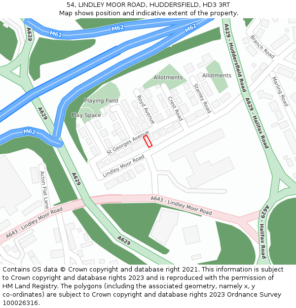 54, LINDLEY MOOR ROAD, HUDDERSFIELD, HD3 3RT: Location map and indicative extent of plot