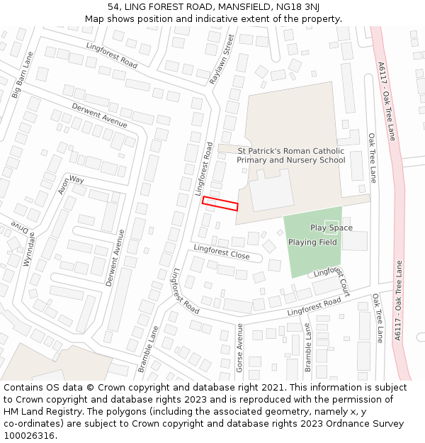 54, LING FOREST ROAD, MANSFIELD, NG18 3NJ: Location map and indicative extent of plot