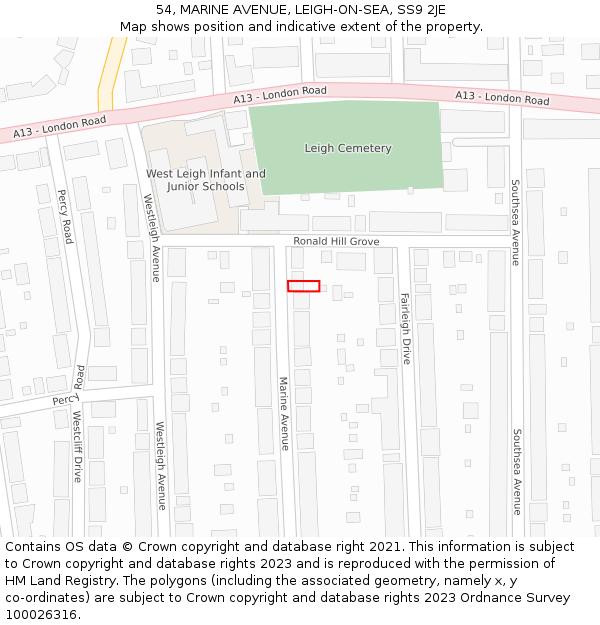 54, MARINE AVENUE, LEIGH-ON-SEA, SS9 2JE: Location map and indicative extent of plot