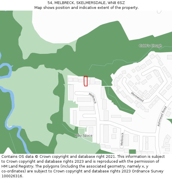 54, MELBRECK, SKELMERSDALE, WN8 6SZ: Location map and indicative extent of plot