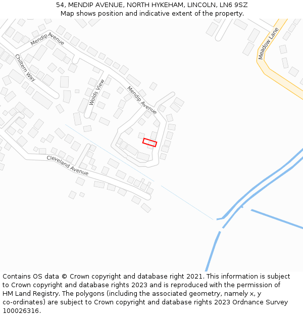 54, MENDIP AVENUE, NORTH HYKEHAM, LINCOLN, LN6 9SZ: Location map and indicative extent of plot