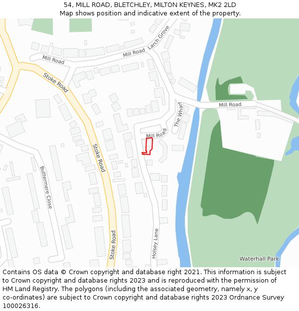 54, MILL ROAD, BLETCHLEY, MILTON KEYNES, MK2 2LD: Location map and indicative extent of plot