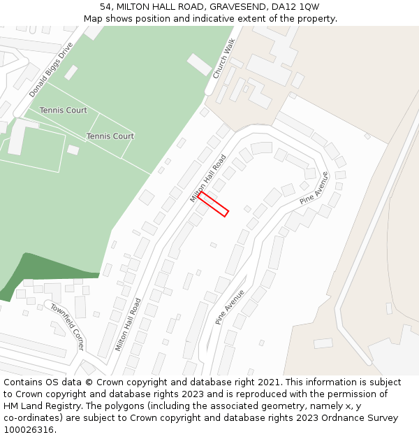 54, MILTON HALL ROAD, GRAVESEND, DA12 1QW: Location map and indicative extent of plot