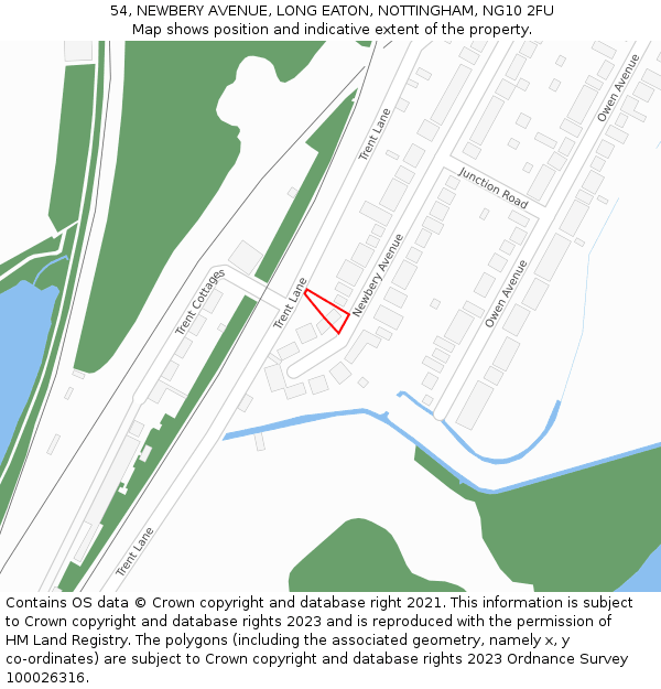 54, NEWBERY AVENUE, LONG EATON, NOTTINGHAM, NG10 2FU: Location map and indicative extent of plot