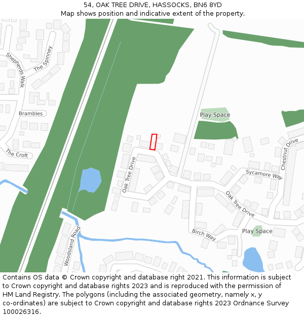 54, OAK TREE DRIVE, HASSOCKS, BN6 8YD: Location map and indicative extent of plot