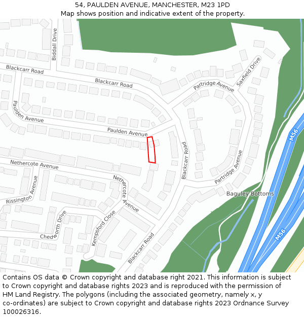 54, PAULDEN AVENUE, MANCHESTER, M23 1PD: Location map and indicative extent of plot