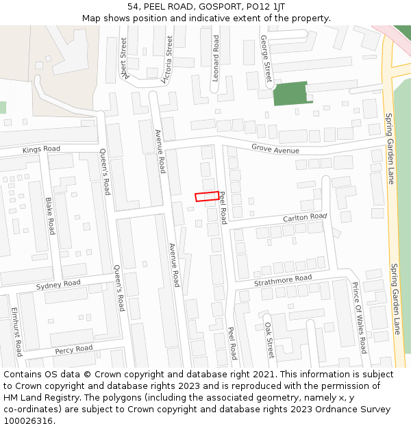 54, PEEL ROAD, GOSPORT, PO12 1JT: Location map and indicative extent of plot