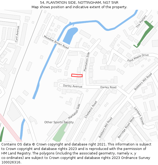 54, PLANTATION SIDE, NOTTINGHAM, NG7 5NR: Location map and indicative extent of plot