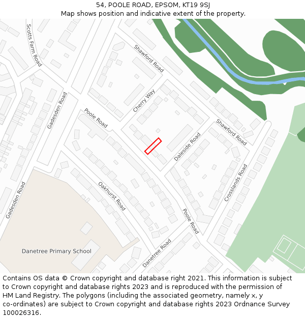 54, POOLE ROAD, EPSOM, KT19 9SJ: Location map and indicative extent of plot