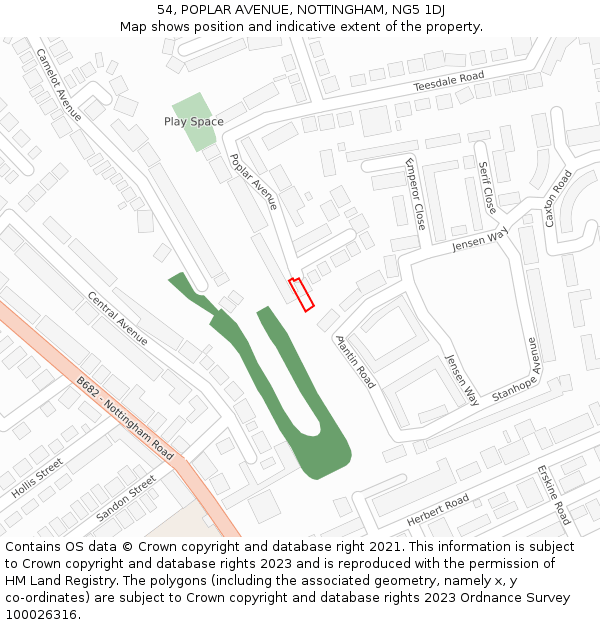 54, POPLAR AVENUE, NOTTINGHAM, NG5 1DJ: Location map and indicative extent of plot