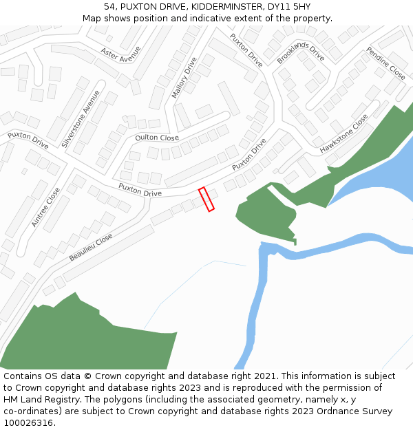 54, PUXTON DRIVE, KIDDERMINSTER, DY11 5HY: Location map and indicative extent of plot