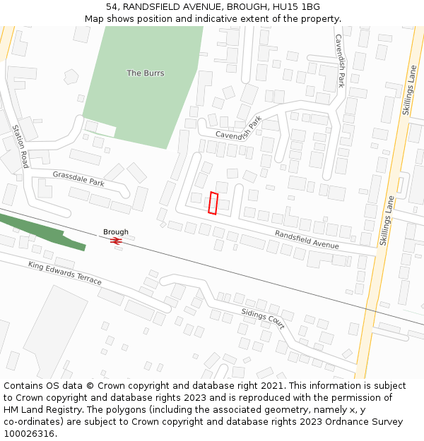 54, RANDSFIELD AVENUE, BROUGH, HU15 1BG: Location map and indicative extent of plot